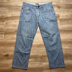 G Star RAW Jeans Men 34x29 Blue Relaxed Straight Baggy Denim Whiskering Grunge
